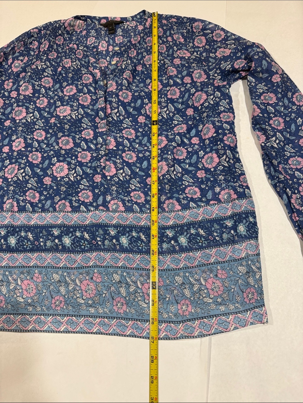 JCREW 100% Cotton Voile popover in floral block print Blue Small - Picture 13 of 14